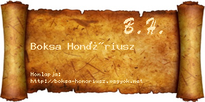 Boksa Honóriusz névjegykártya